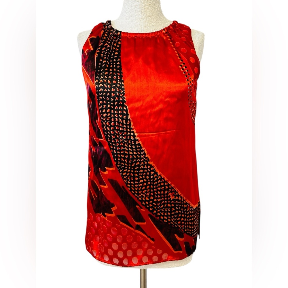 CAbi Red and Black Sleeveless Top